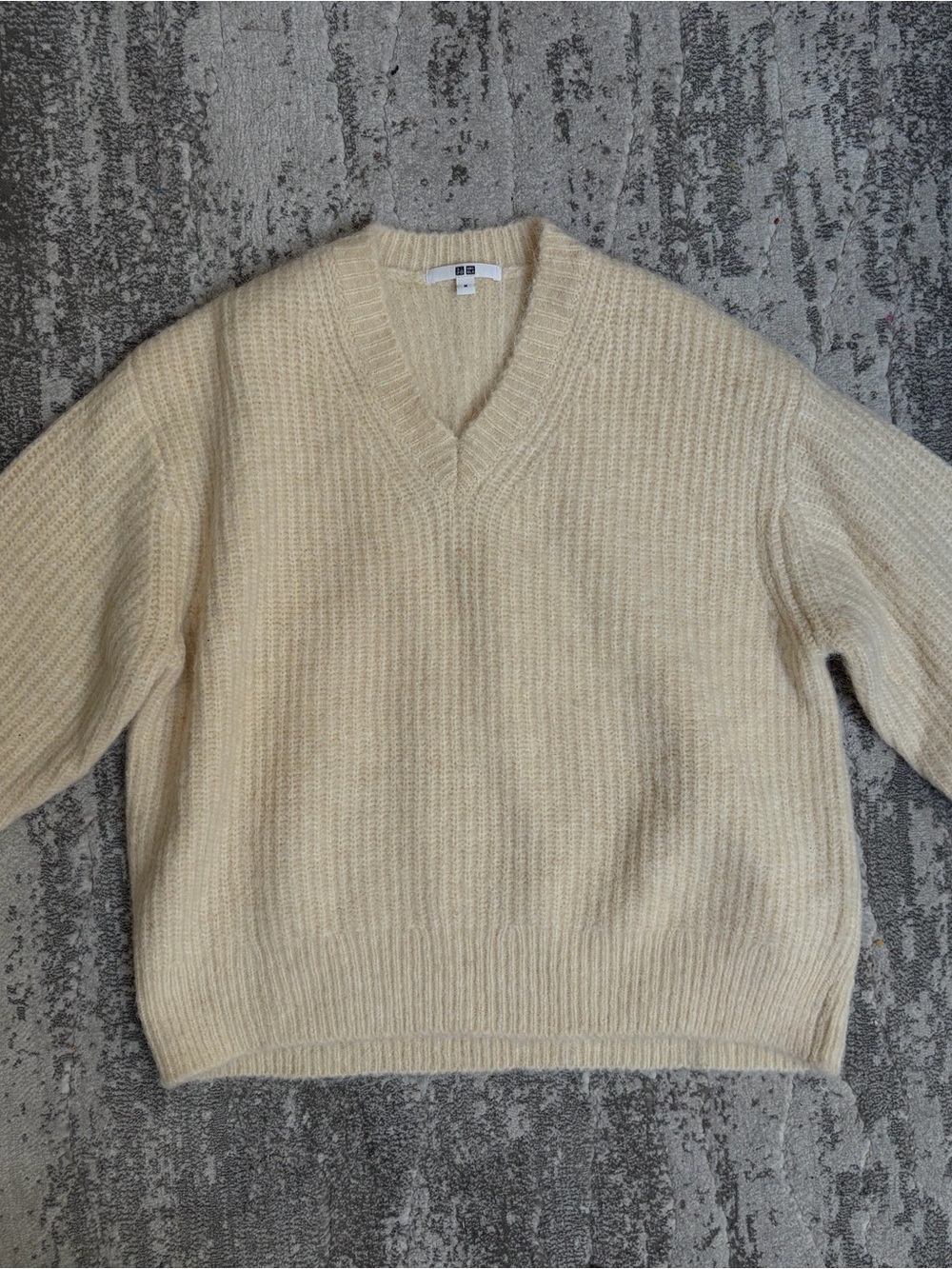 Uniqlo Cream Textured Knit Sweater